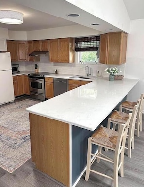 Massive kitchen w/ all the pots, pans, bells & whistles & counter space you need