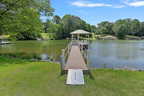 Head down the covered dock with ramp access.