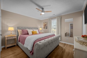 Master with king foam bed, smart TV & ensuite bath with walk-in shower.