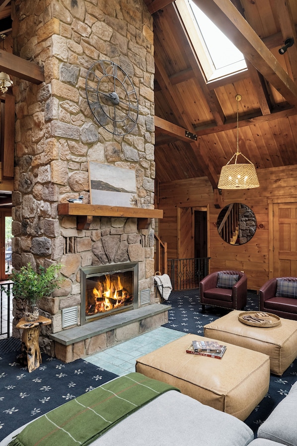 Unwind and relax by the crackling fire after a day of adventure.