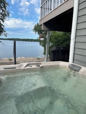 Hot tub over looking the lake!