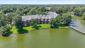 Enjoy a lake view from the porch with a short walk to the beach