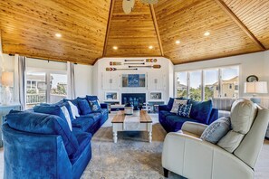 Top-Level Living Room with Deck Access