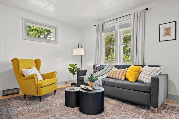 Sunny Windows + Stylish Sofa Setup