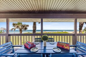 Ocean Front deck with lots of sitting areas to enjoy ocean views and beautiful breeze