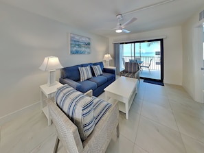 Living Room - Gulf Views + Private Beachfront Balcony Access