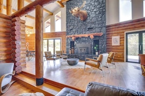Stunning two-story fireplace for memorable fireside chats