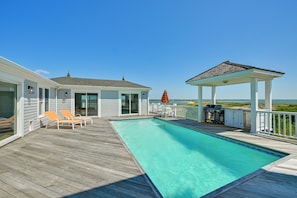 Private Pool | 5 Lounge Chairs | Moriches Bay Views