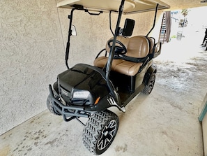 Dedicated 4 Seat Electric Golf Cart for EXTRA Daily Fee or $100 Must provide copy of your auto insurance and valid driver license...no unlicensed drivers allowed at any time. Must sign release