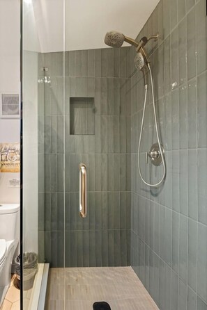 Step into luxury in the spa-like designer bathroom