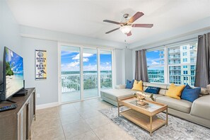 Living room with Intercoastal and City Views