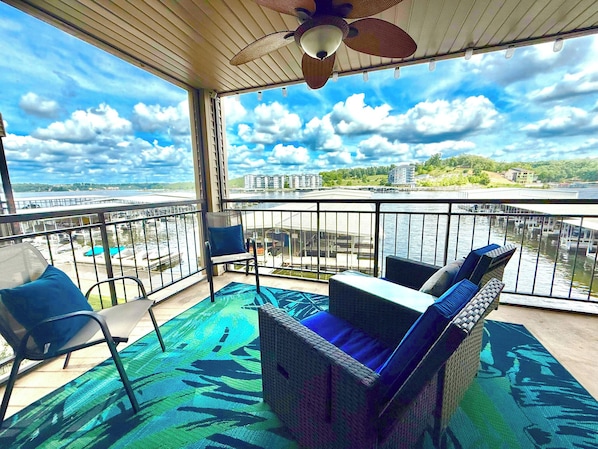 Maximize your lake experience with this spacious, covered deck — ideal for morning coffee or sunset cocktails.