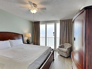 Gulf front master bedroom with a king size bed