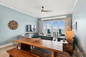 Bench style dining table