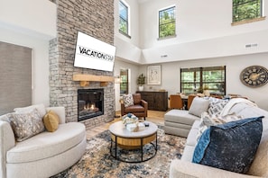 Living Area with Seasonal Fireplace, Streaming TV, Sleeper Sofa