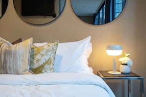 bedroom with modern lighting