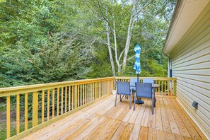 House Exterior | Deck | Dining Area w/ Umbrella