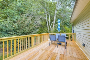 House Exterior | Deck | Dining Area w/ Umbrella