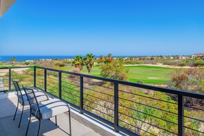 Terrace overlooking golf course and ocean view