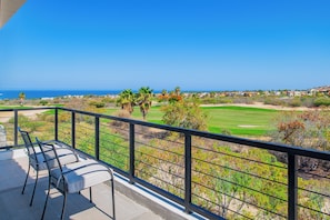 Terrace overlooking golf course and ocean view