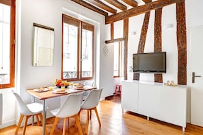 The open-plan living and dining area