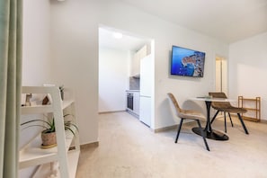 Living area and kitchen