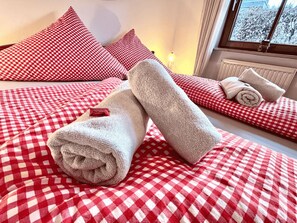 Towels and bed linen included