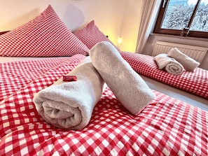 Towels and bed linen included