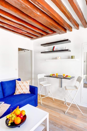 The open-plan living and dining area