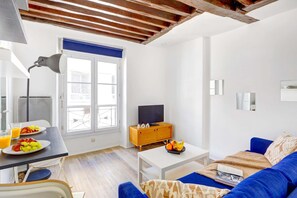 The open-plan living and dining area