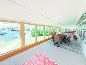 Sun-drenched room with panoramic lake views