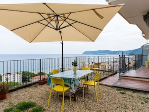 Outdoor Furniture, Furniture, Chair, Sea, Shade, Outdoor Table, Balcony, Eco Hotel, Umbrella, Ocean