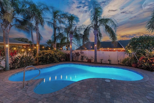 Go for a night swim in the private pool