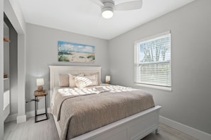 Master bedroom with closet, and lamps