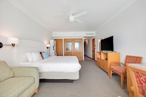 Relax and unwind in a beautifully appointed space with a comfortable king-size bed and a large flat-screen TV for your entertainment.