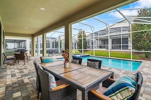 Private Pool and Spa with outdoor dining
