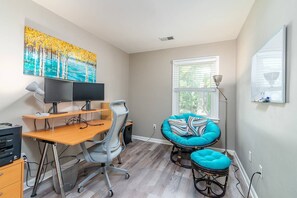 Comfortable and private office space for those video meetings and calls where you need to shut the door!