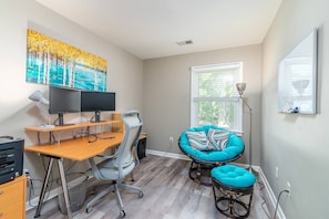 Comfortable and private office space for those video meetings and calls where you need to shut the door!