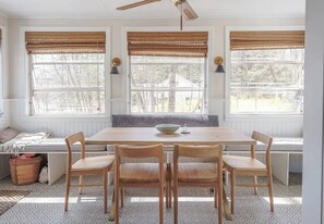 Dining porch with window seat lounge