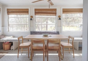 Dining porch with window seat lounge
