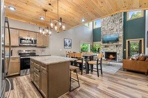 A fully stocked kitchen with everything you could need to make meals!