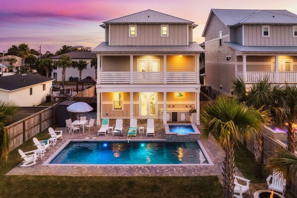 Welcome to REST ASSURED! This Near-the-Beach, Luxurious and Newly-Built, Amenity-Rich Home is built to entertain and deliver an upscale beach vacation. This home has it all! 