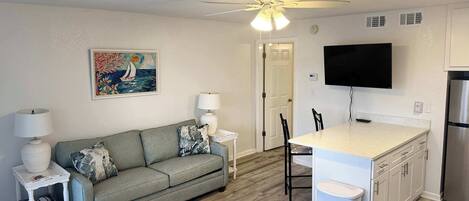 Living room with queen size sleeper sofa