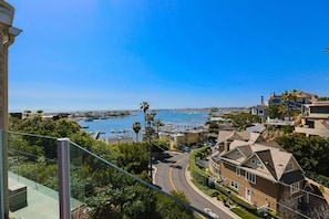 The amazing view form the balcony allows for a 180 degree view of the Newport Harbor and all the way out to Catalina Island