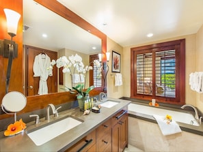 Master bathroom with deep soaking tub and the feel of a spa