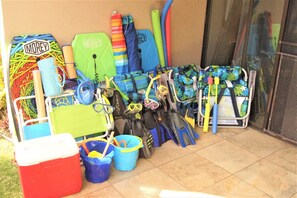 Representative Beach Gear, in the lanai box & closets