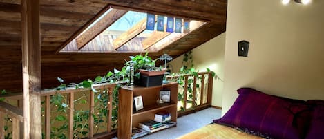 The skylight in the loft offers beautiful views, especially while laying in bed!