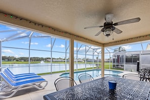 Dine under the lanai and enjoy gorgeous views
