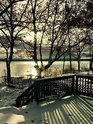 Winter lake views from deck