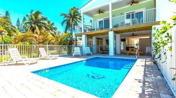 Deja Blue #8 Home- View looking back at home from the beach.  Each home has a Nice Heated and cooled personal swimming pool and patio lounge area.